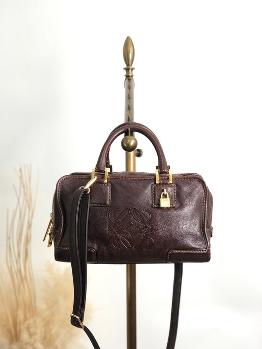 LOEWE Amazona28 Anagram Two-way Small Boston bag Shoulder bag Brown Vintage zey847