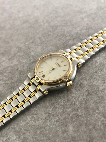 GUCCI Quartz Watch Silver×Gold 9000L Vintage 5tjs4e