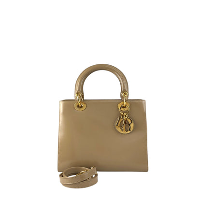Christian Dior Lady Dior Logo Charm Two-way Handbag Shoulder bag Beige Vintage yj55s3