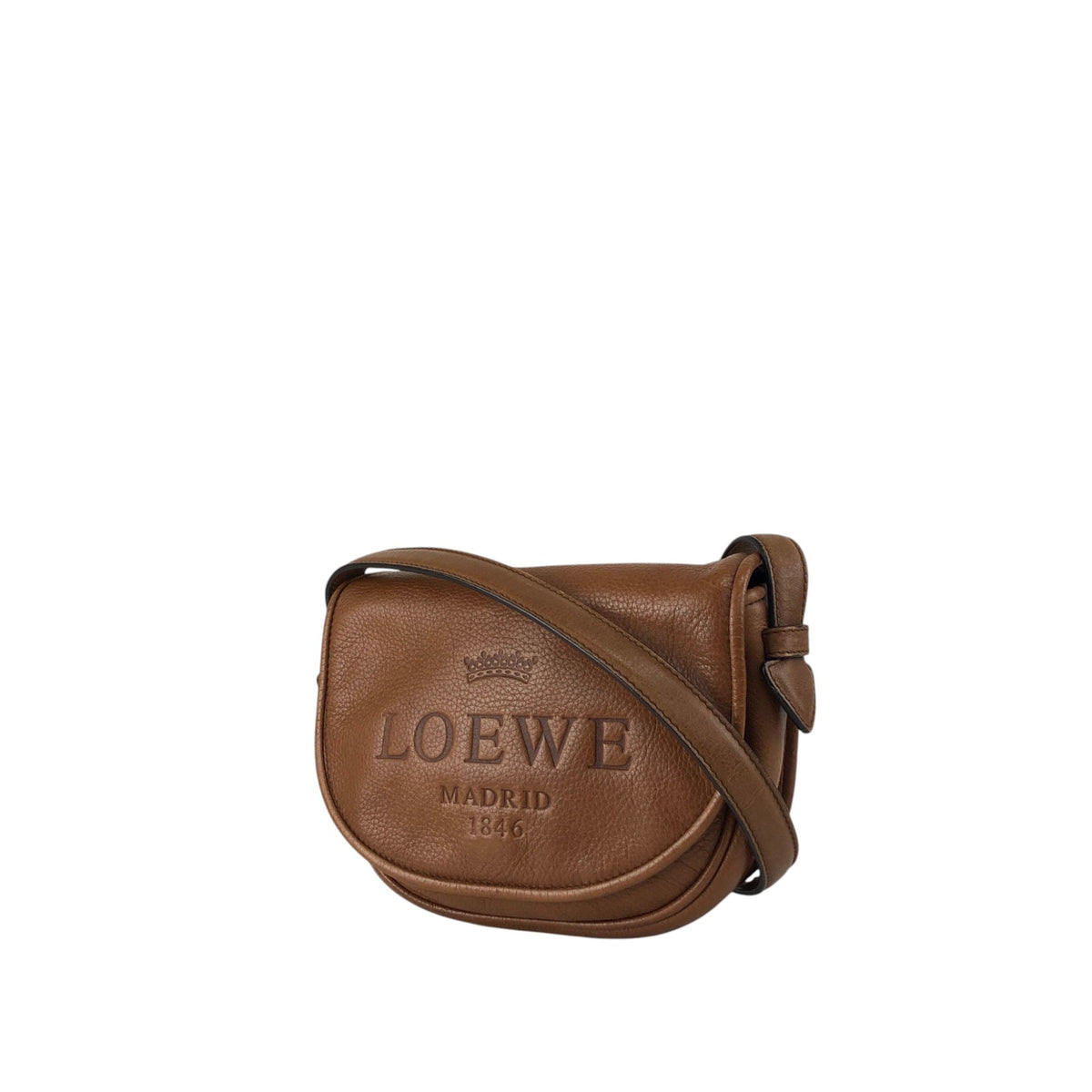 LOEWE Logo Embossed Shoulder bag Brown Vintage 6n4xku