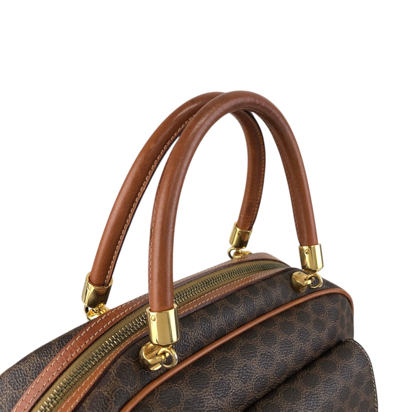 CELINE Macadam Blason Handbag Brown Vintage h544n5