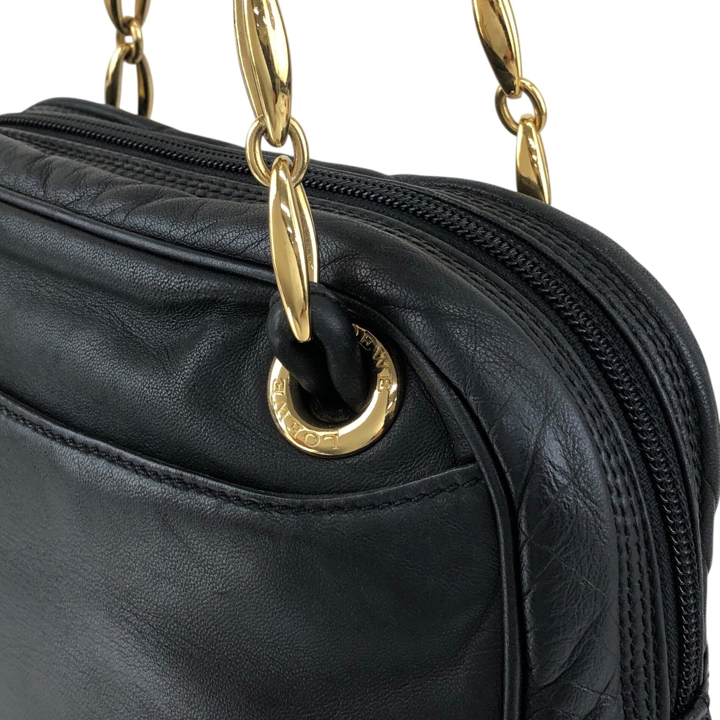 LOEWE Anagram Chain Handbag Shoulder bag Black Vintage nkgx4b