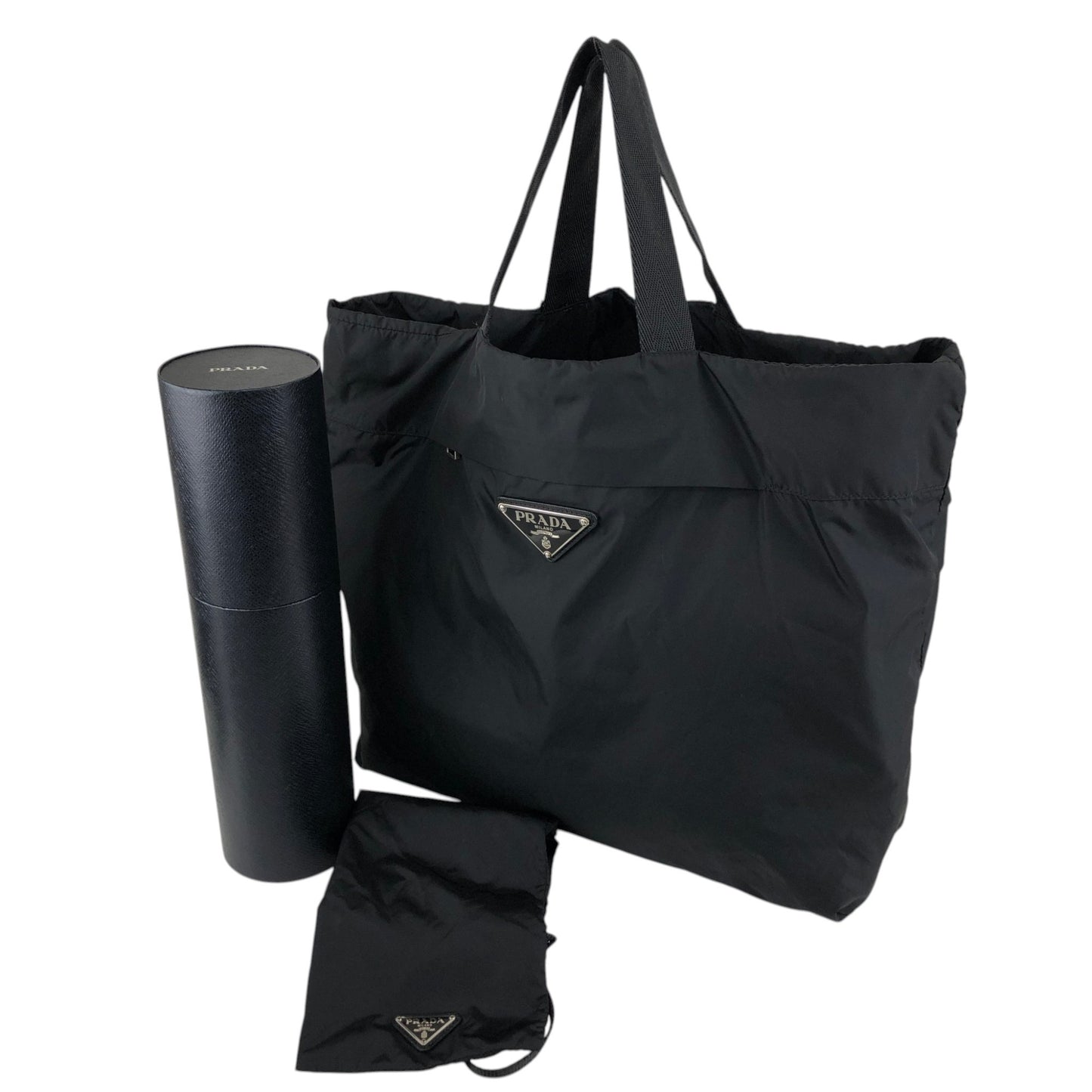 PRADA Tessuto Triangle Logo Handbag Totebag Black Vintage txv6yu
