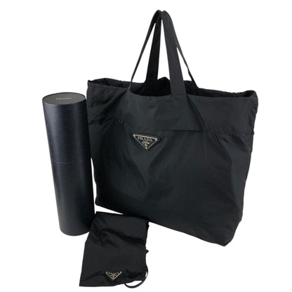 PRADA Tessuto Triangle Logo Handbag Totebag Black Vintage txv6yu