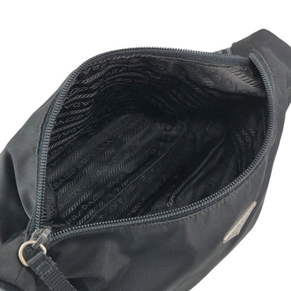 PRADA Tessuto Triangle Logo Shoulder bag Hobobag Black Vintage psffyn