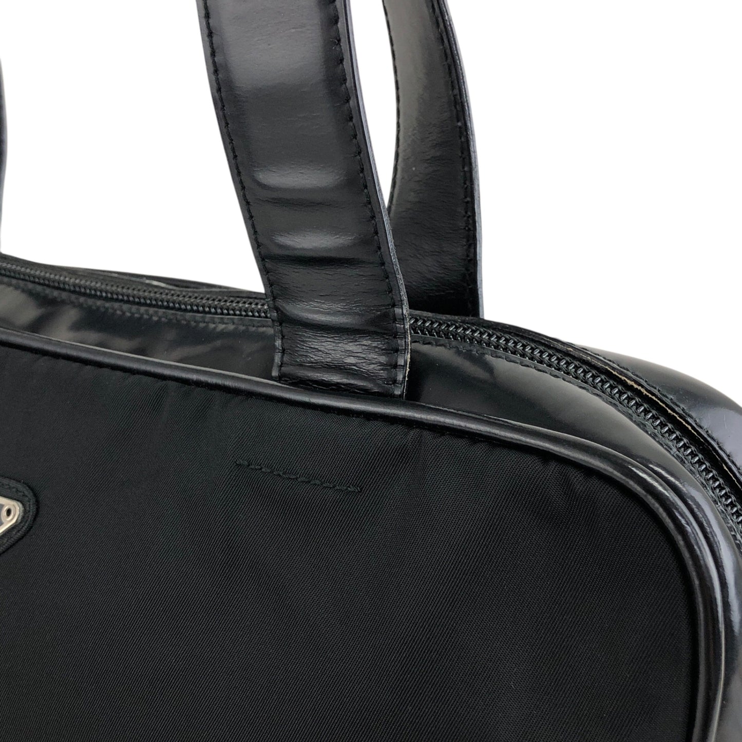 PRADA Triangle Logo Padlock Totebag Black Vintage 5g8nni