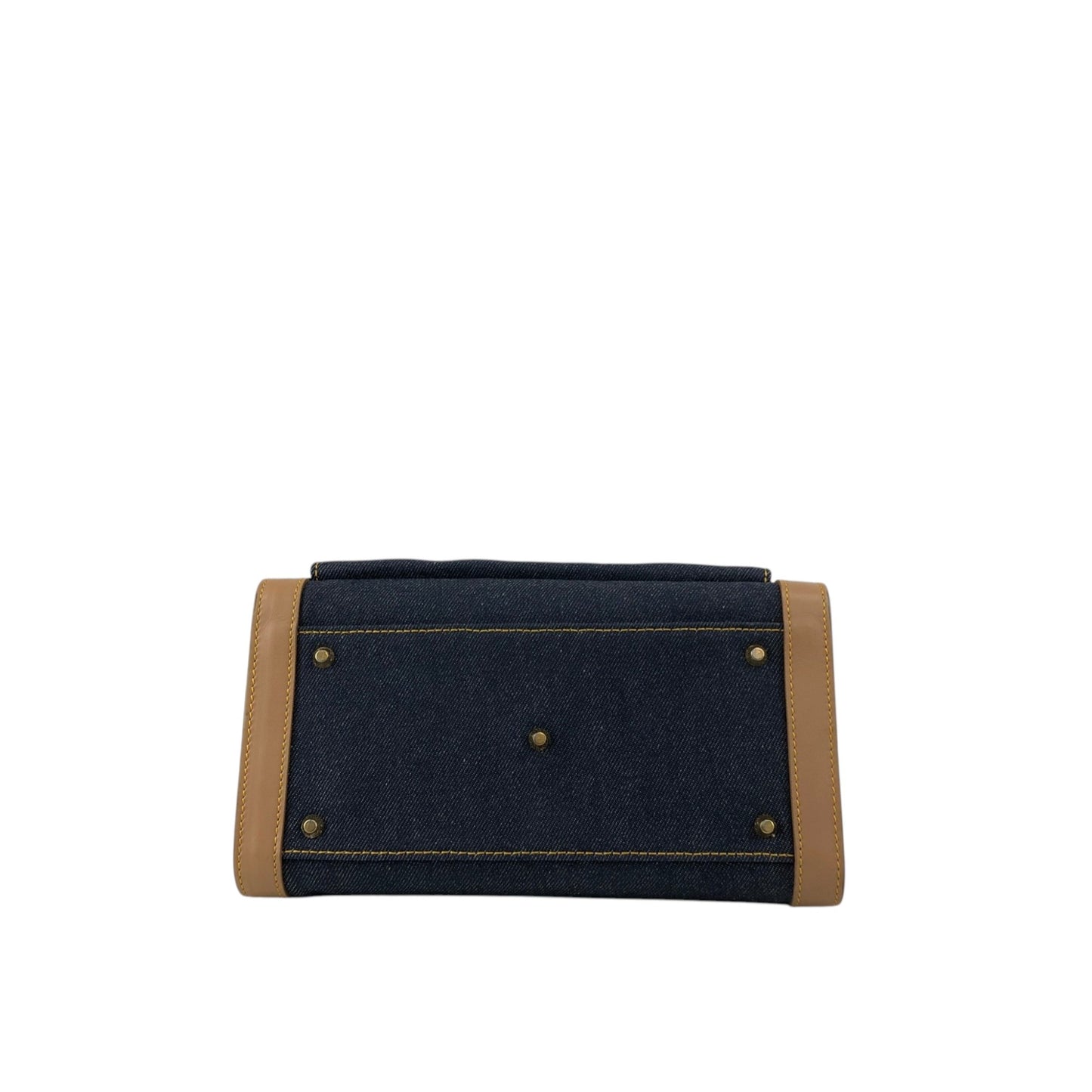 Christian Dior Logo Canvas Handbag Beige×Blue Vintage fwaghn