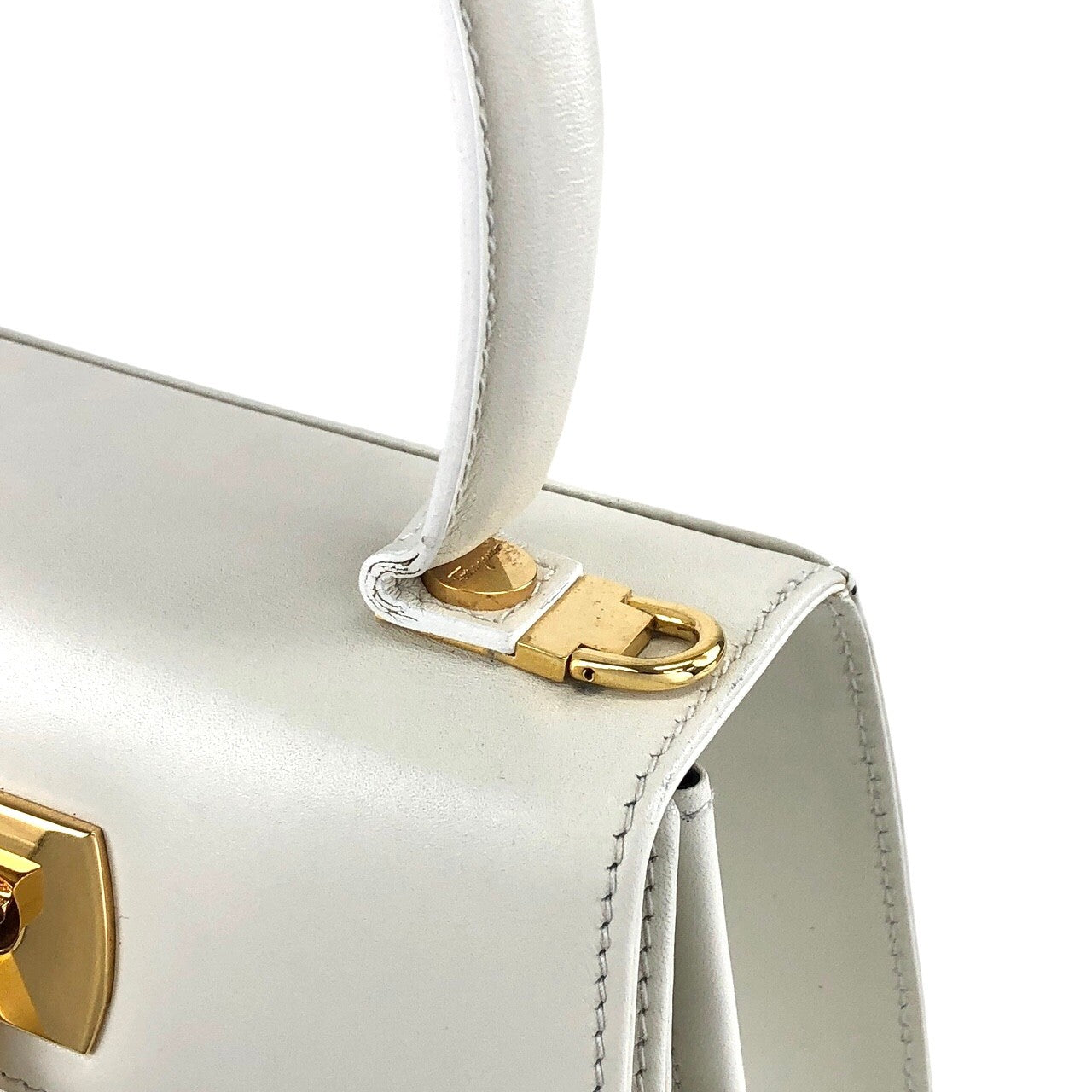 Salvatore Ferragamo Gancini Two-way Handbag Shoulder bag White Vintage d37hra