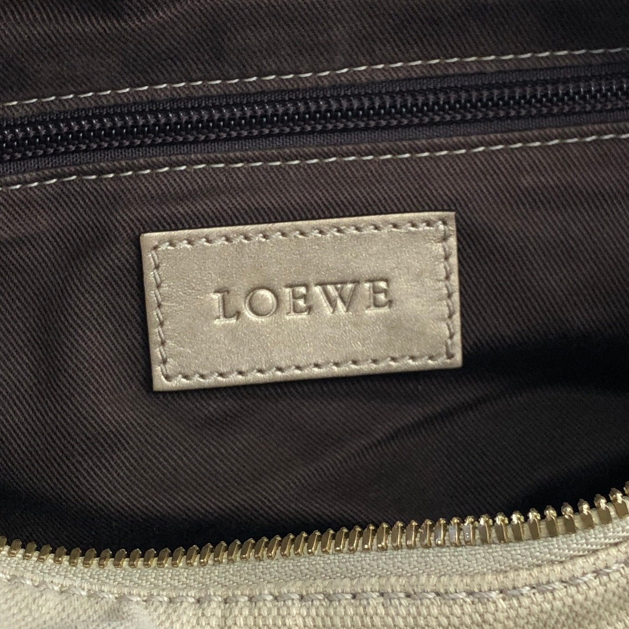 LOEWE Anagram Small Boston bag Handbag Beige Vintage educhp