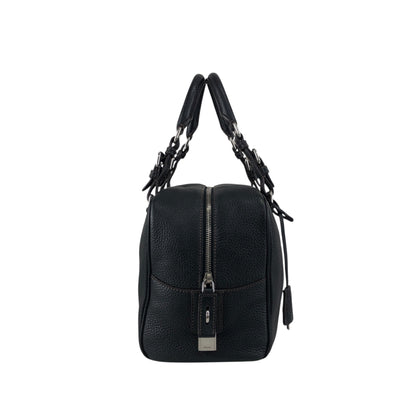 PRADA Logo Embossed Small Boston bag Handbag Black Vintage f8pbsn