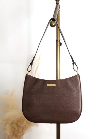 BURBERRY Logo Shoulder bag Brown Vintage 6skns5