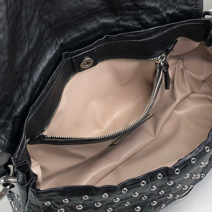 PRADA Studs Pushlock Shoulder bag Black Vintage mh4vuk