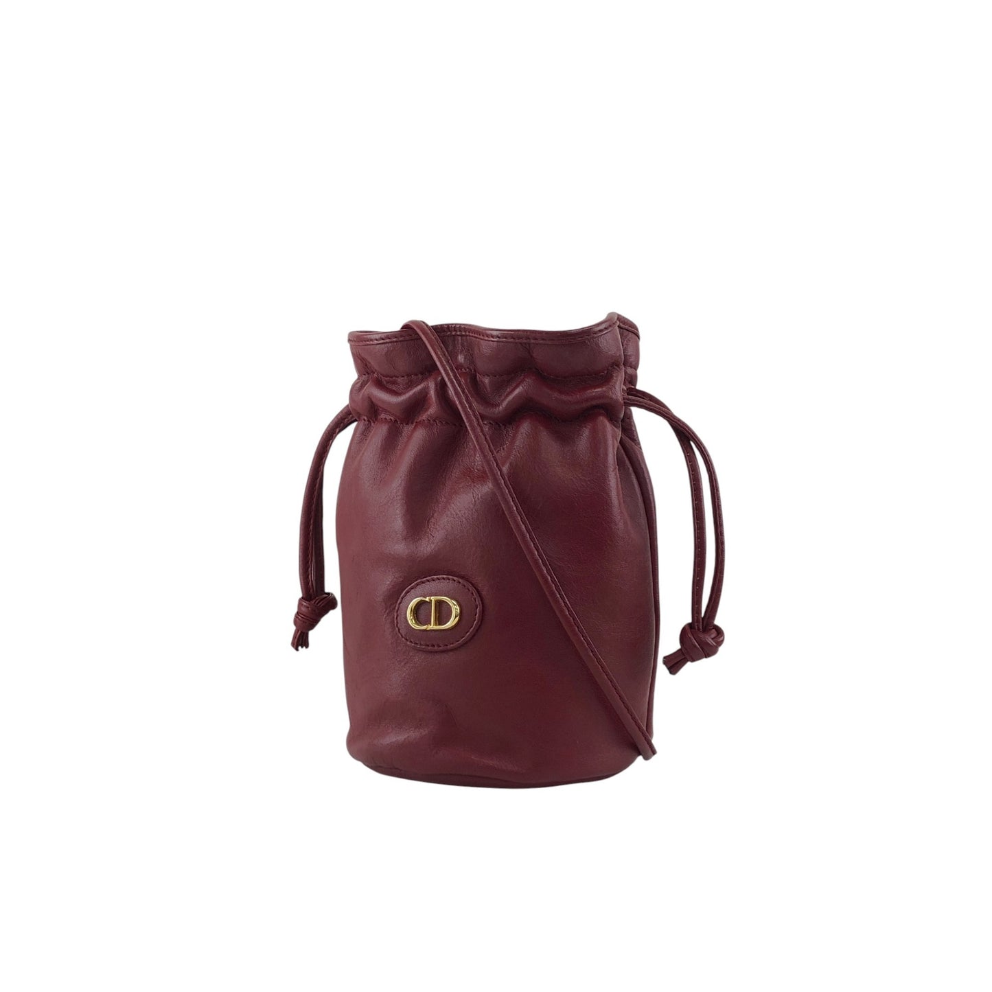 Christian Dior CD Logo Drawstring Shoulder bag Red Vintage smgt7i