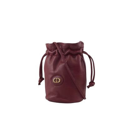 Christian Dior CD Logo Drawstring Shoulder bag Red Vintage smgt7i