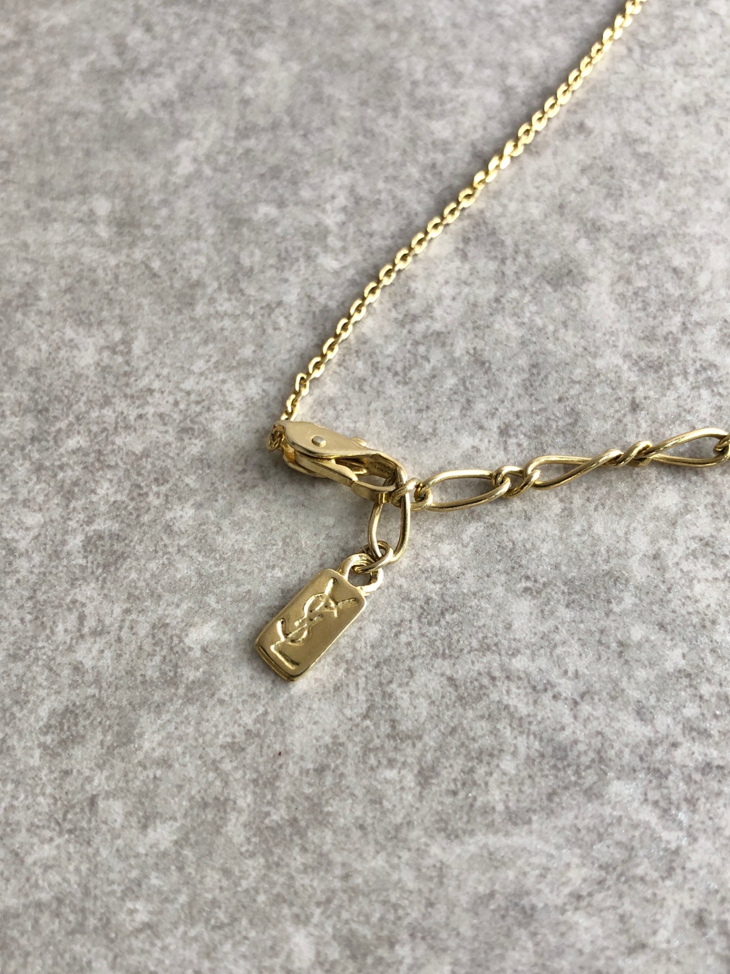Yves Saint Laurent YSL Logo Necklace Gold Vintage jxgduk