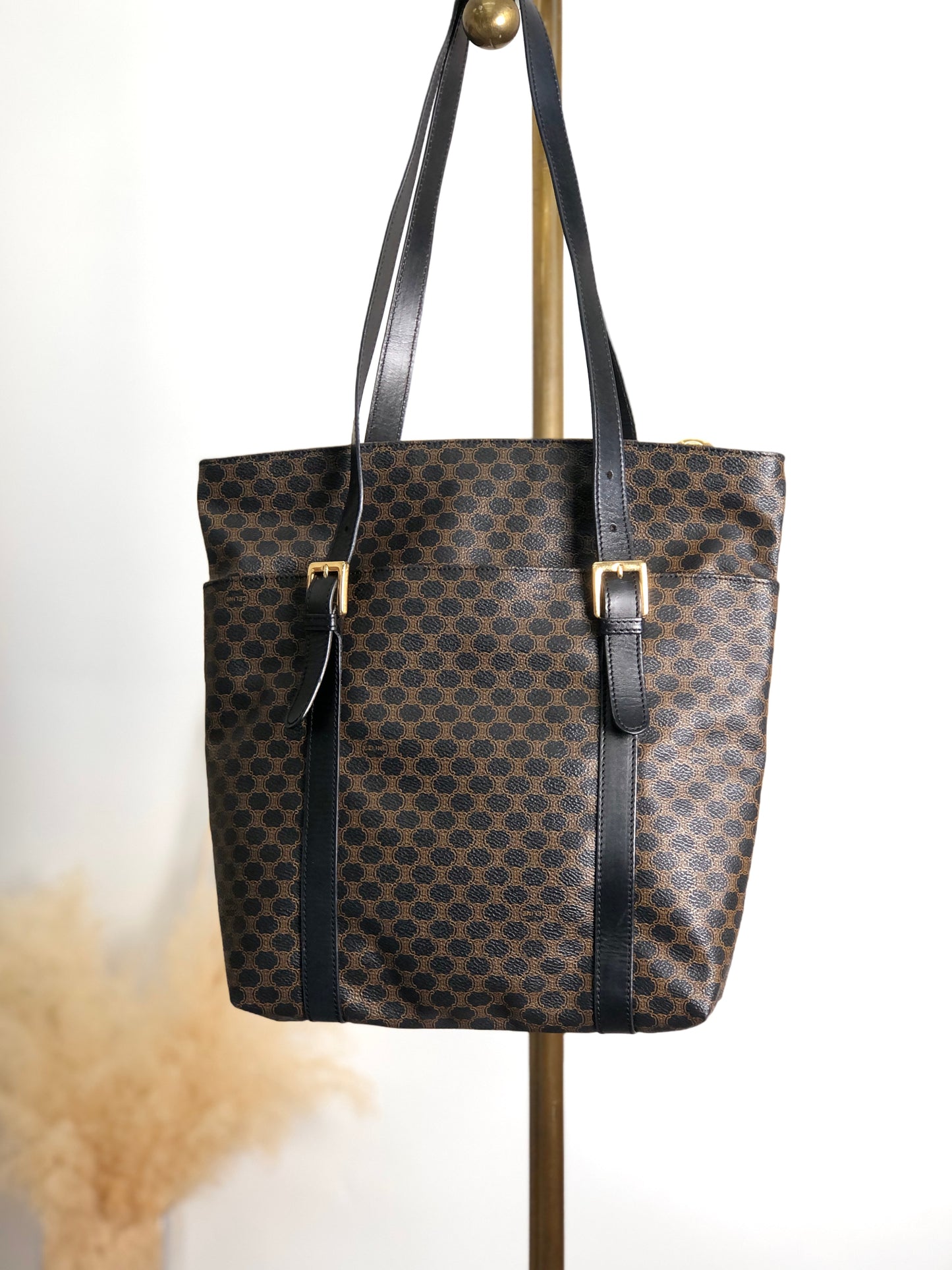 CELINE Macadam Shoulder bag Black Vintage xhkb75