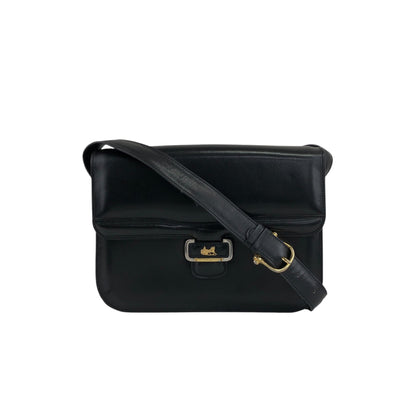CELINE Triomphe Horse Carriage Shoulder bag Black Vintage pw788h
