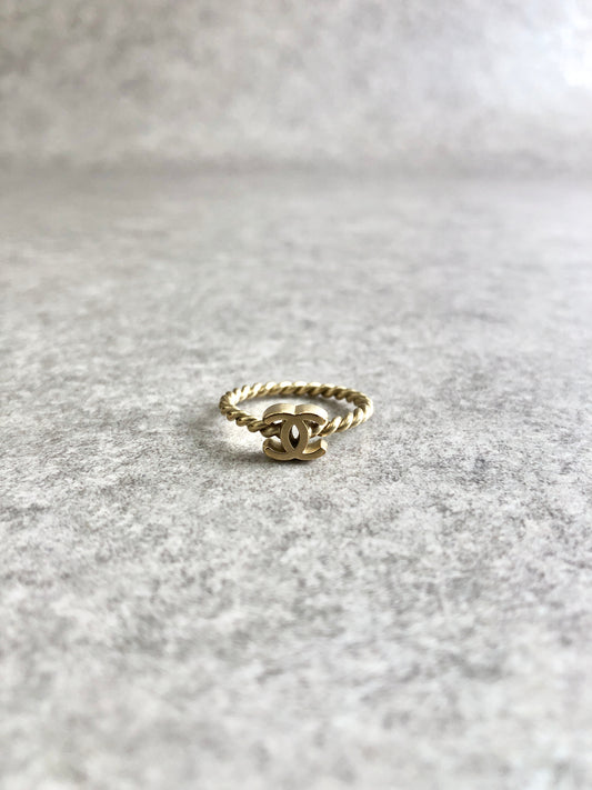CHANEL Coco Mark Ring Gold Vintage i25hvh