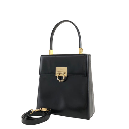 Salvatore Ferragamo Gancini Two-way Handbag Shoulder bag Black Vintage hybrtc