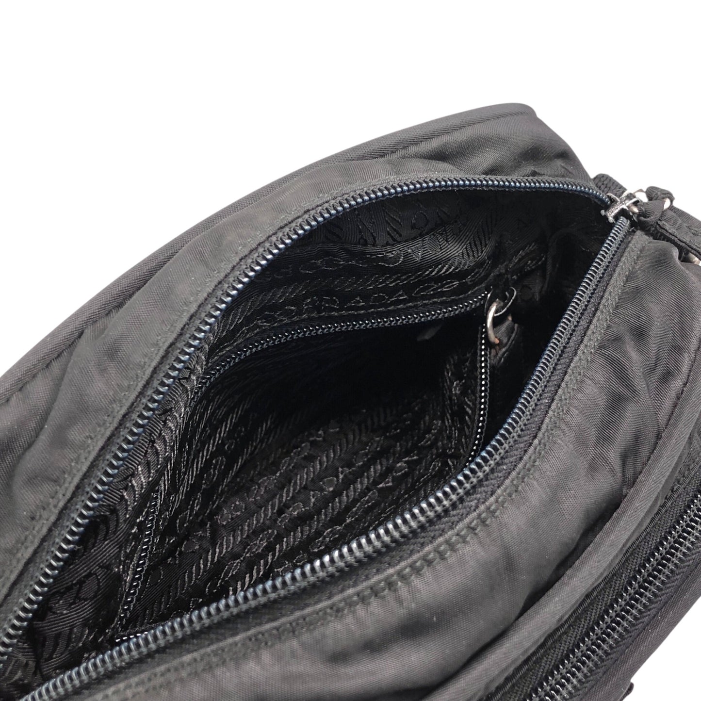 PRADA Tessuto Triangle Logo Shoulder bag Black Vintage gdjwks