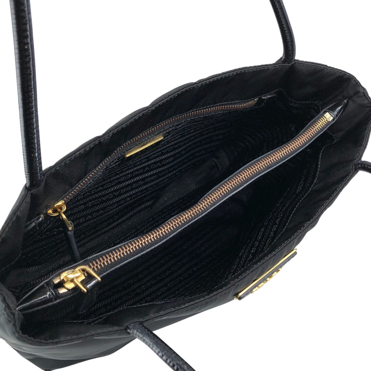 PRADA Tessuto Triangle Logo Handbag Totebag Black Vintage wn5b6d