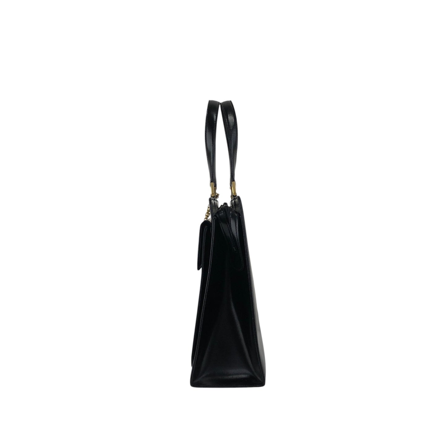 Yves Saint Laurent Logo Charm Handbag Black Vintage 7mza73