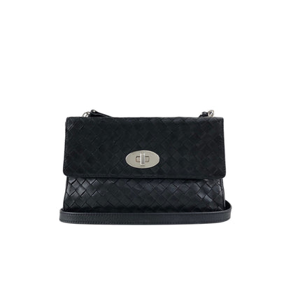 Bottega Veneta Intrecciato Turn Lock Shoulder bag Black Vintage jk5whm