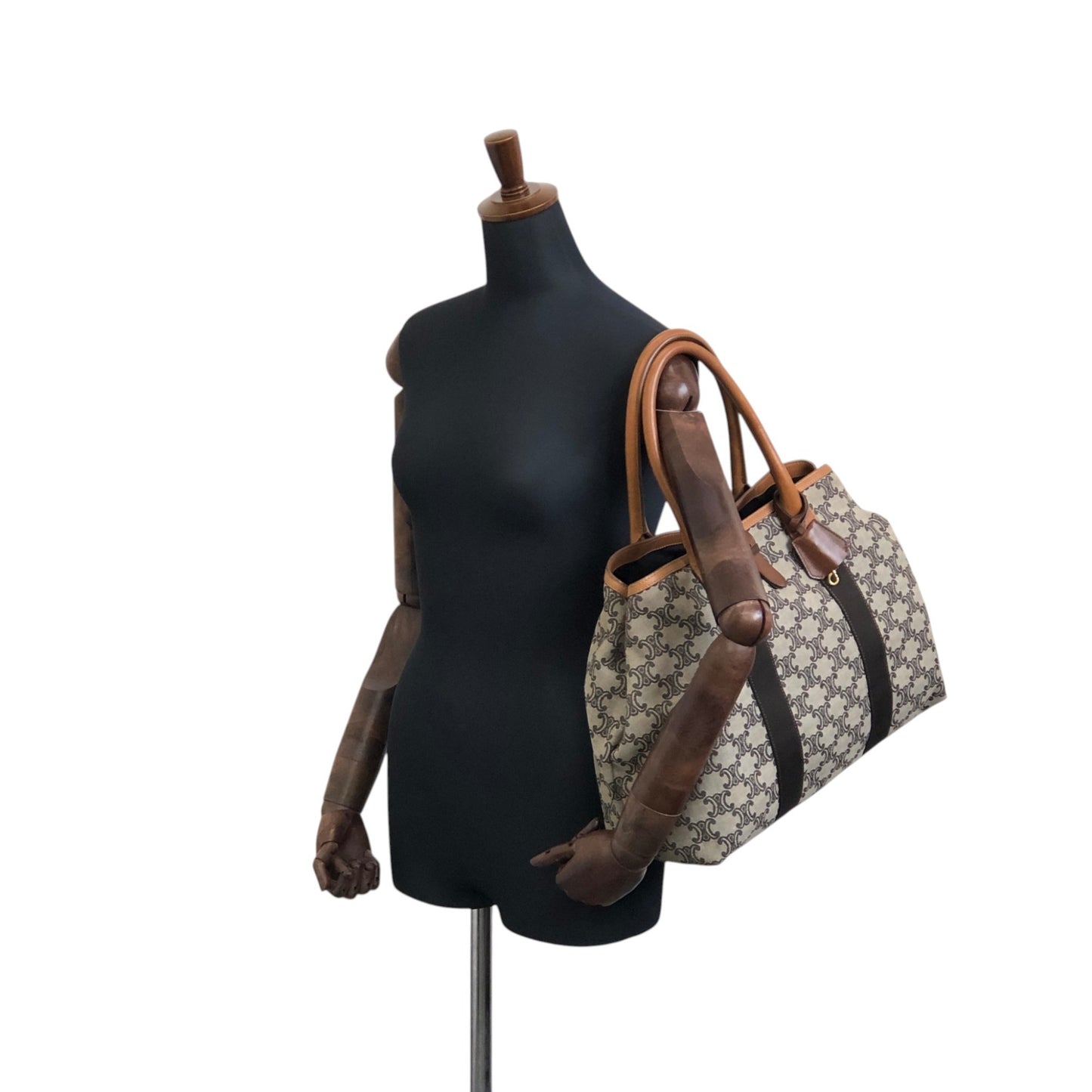 CELINE Macadam Handbag Totebag Beige Vintage c247bz