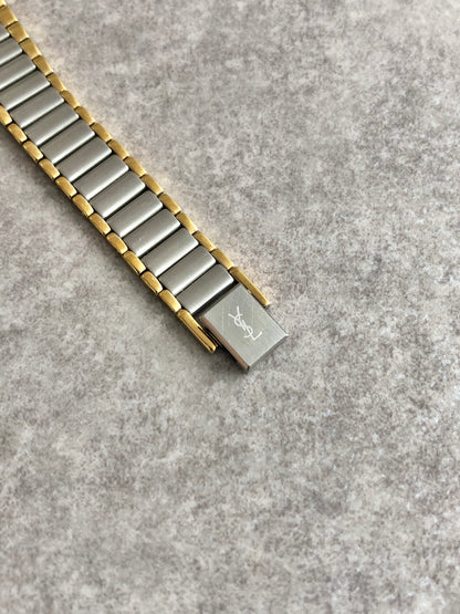 Yves Saint Laurent YSL Logo Quartz Watch Silver×Gold Vintage uevfdd