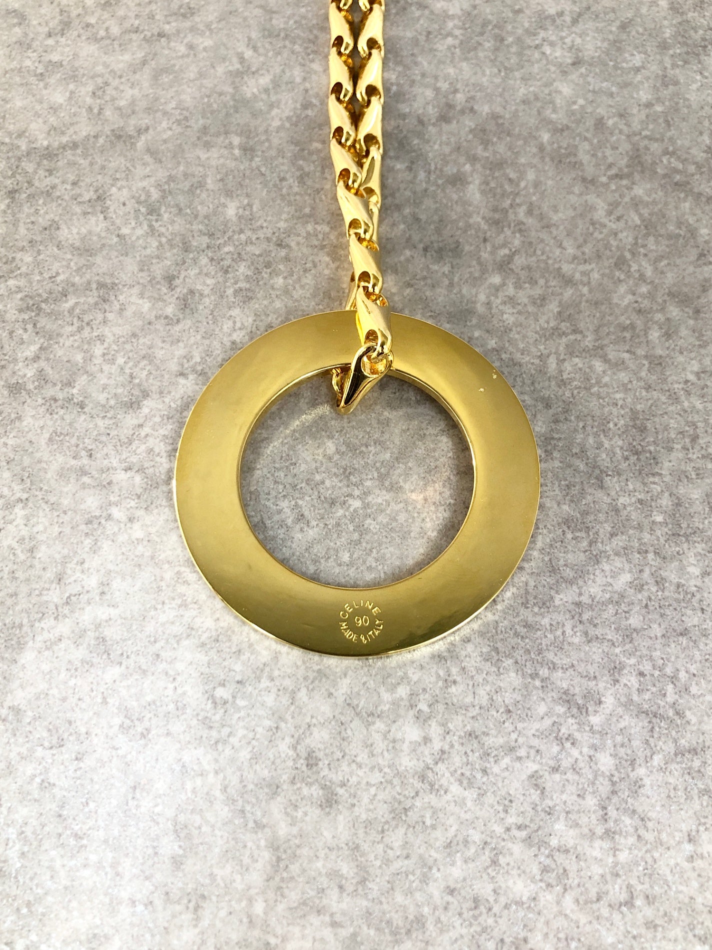 CELINE Circle Logo Necklace Gold Vintage mjx3s3