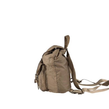 PRADA Tessuto Triangle Logo Double Pocket Backpack Beige Vintage nhc32x