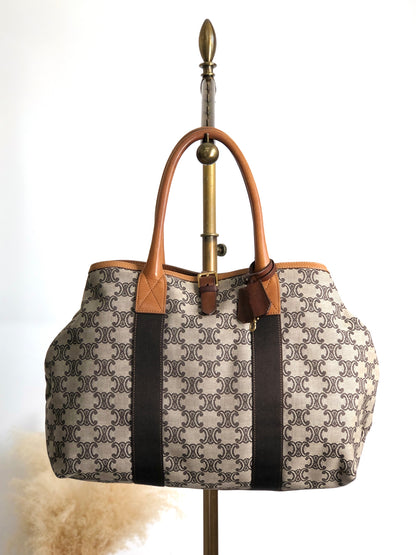 CELINE Macadam Handbag Totebag Beige Vintage c247bz