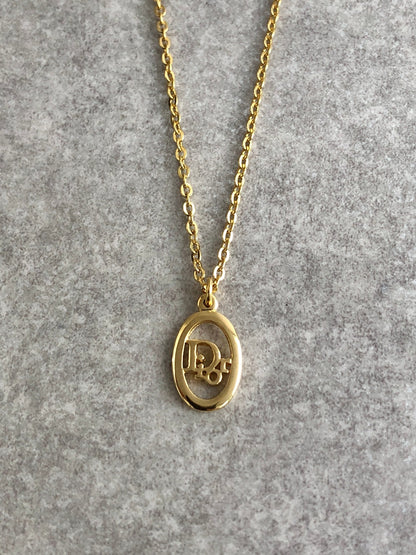 Christian Dior Logo Necklace Gold Vintage b3nfby