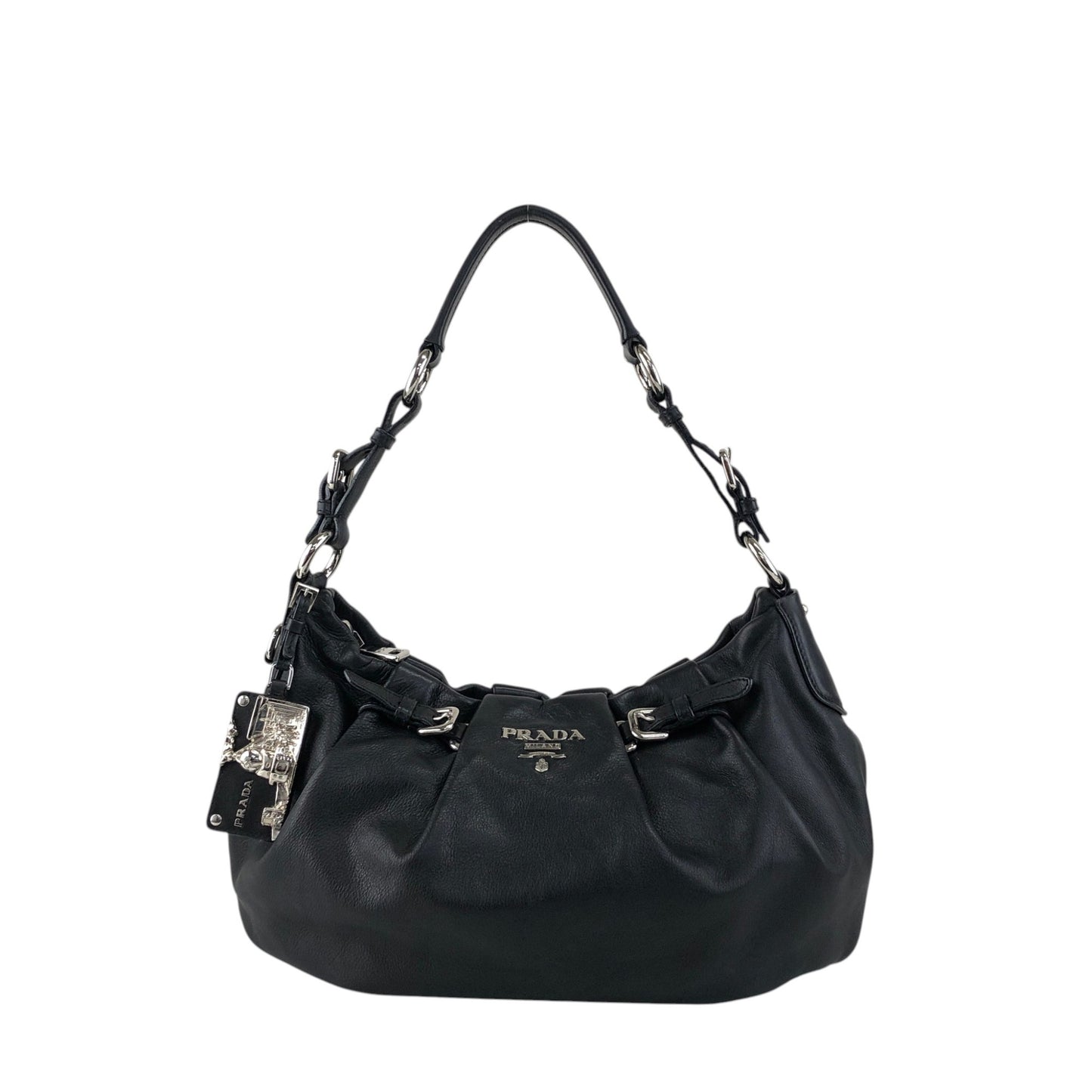 PRADA Logo Shoulder bag Black Vintage en8d2i