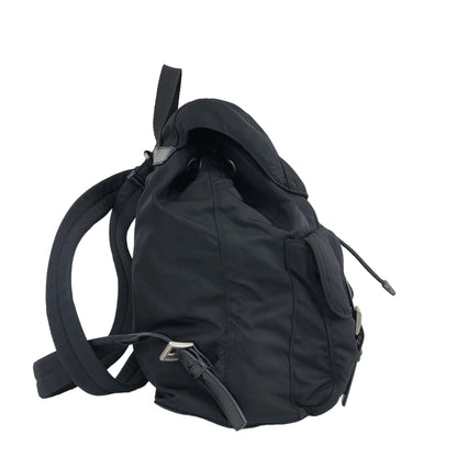 PRADA Triangle Logo Double Pocket Nylon Backpack Black Vintage dng5yz