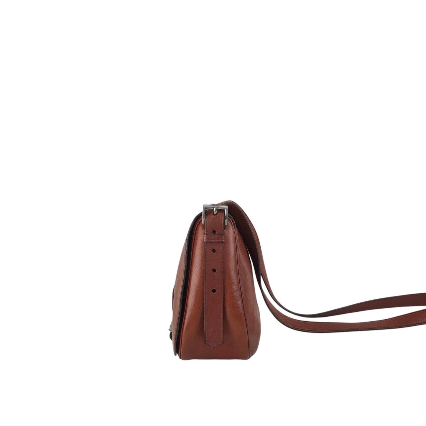 PRADA Logo Front Buckle  Shoulder bag Brown Vintage rhwnn2