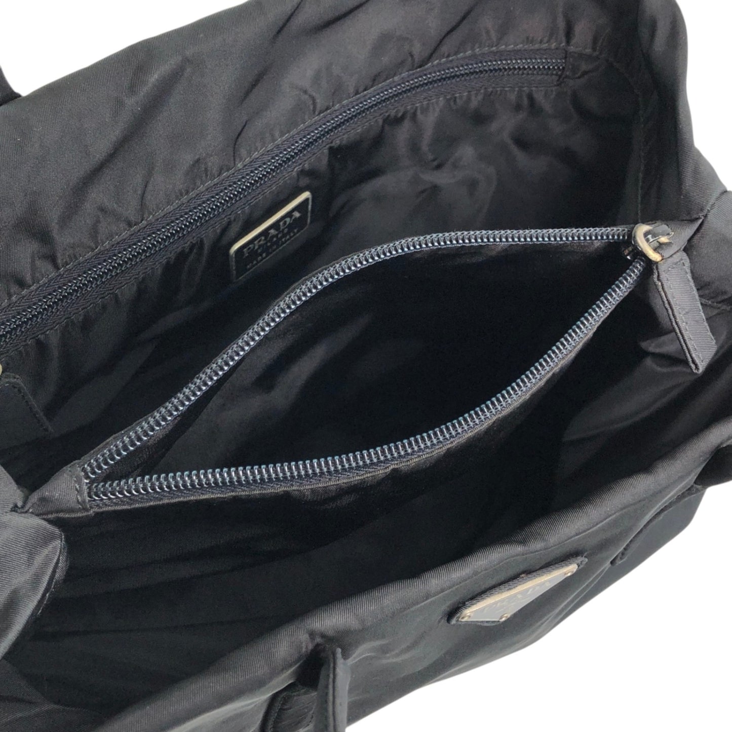 PRADA Tessuto Triangle Logo Handbag Totebag Black Vintage 6skxyh