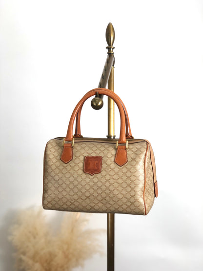 CELINE Macadam Blason Handbag Boston bag Beige Vintage t7x7kn