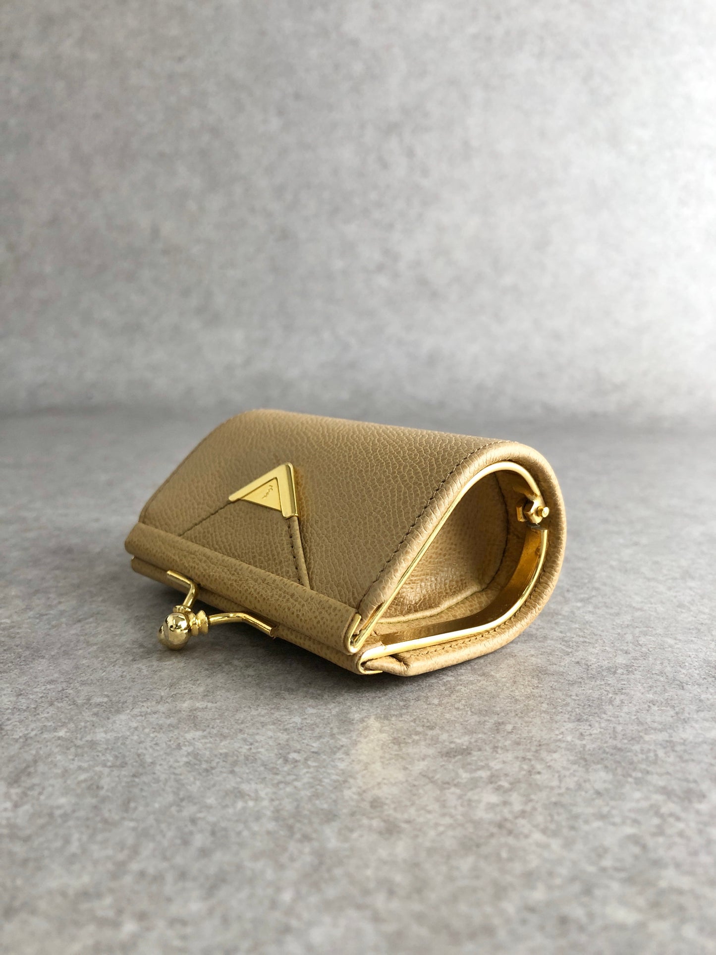 Yves Saint Laurent YSL Logo Metal Clasp Coin Purse Beige Vintage 6fj2nf