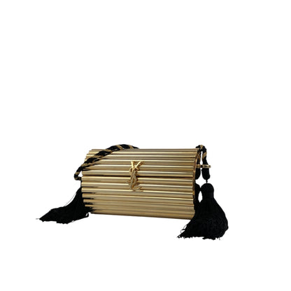 Yves Saint Laurent YSL Logo Metal Clasp Shoulder bag Gold Vintage wtcj8d