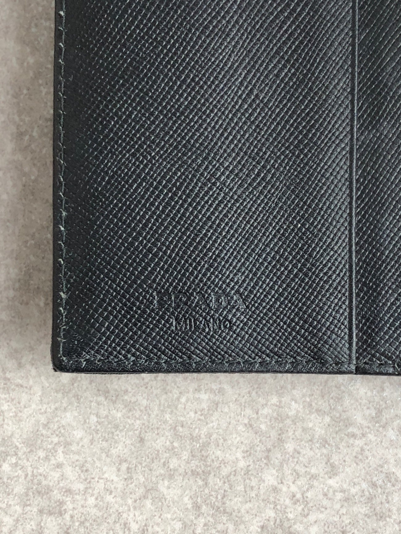 PRADA Tessuto Triangle Logo Folded Wallet Black Vintage 5se6i2