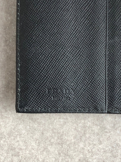 PRADA Tessuto Triangle Logo Folded Wallet Black Vintage 5se6i2