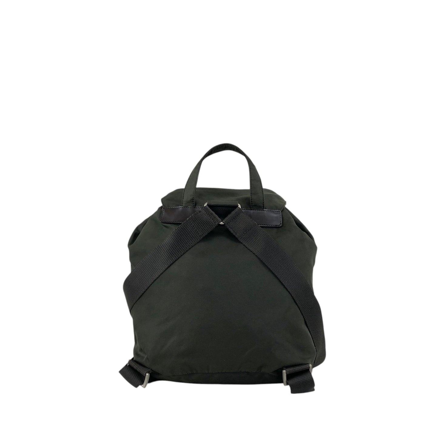 PRADA Tessuto Triangle Logo Double Pocket  Backpack Khaki B2811F Vintage zyewrg