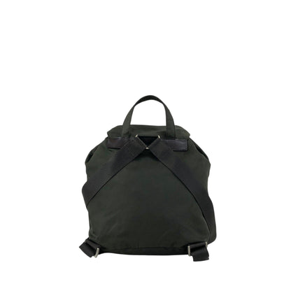 PRADA Tessuto Triangle Logo Double Pocket  Backpack Khaki B2811F Vintage zyewrg