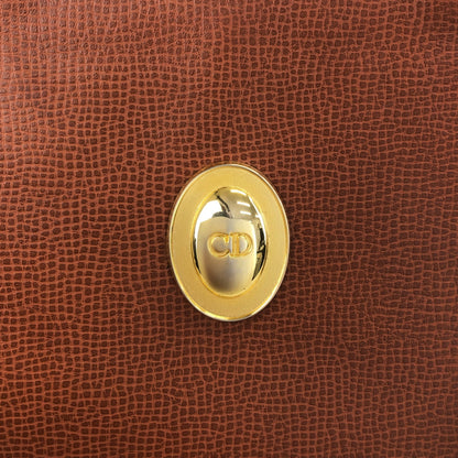 Christian Dior CD Logo Handbag Totebag Brown Vintage 3xpns8