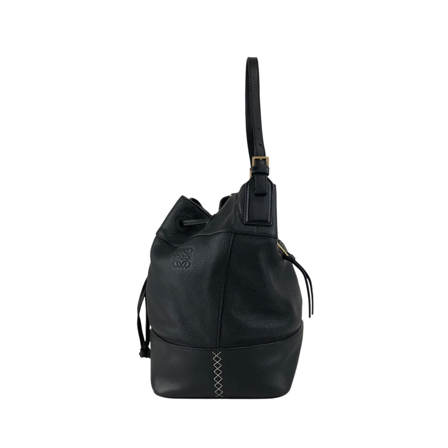 LOEWE Anagram Drawstring Shoulder bag Black Vintage kwnn6u