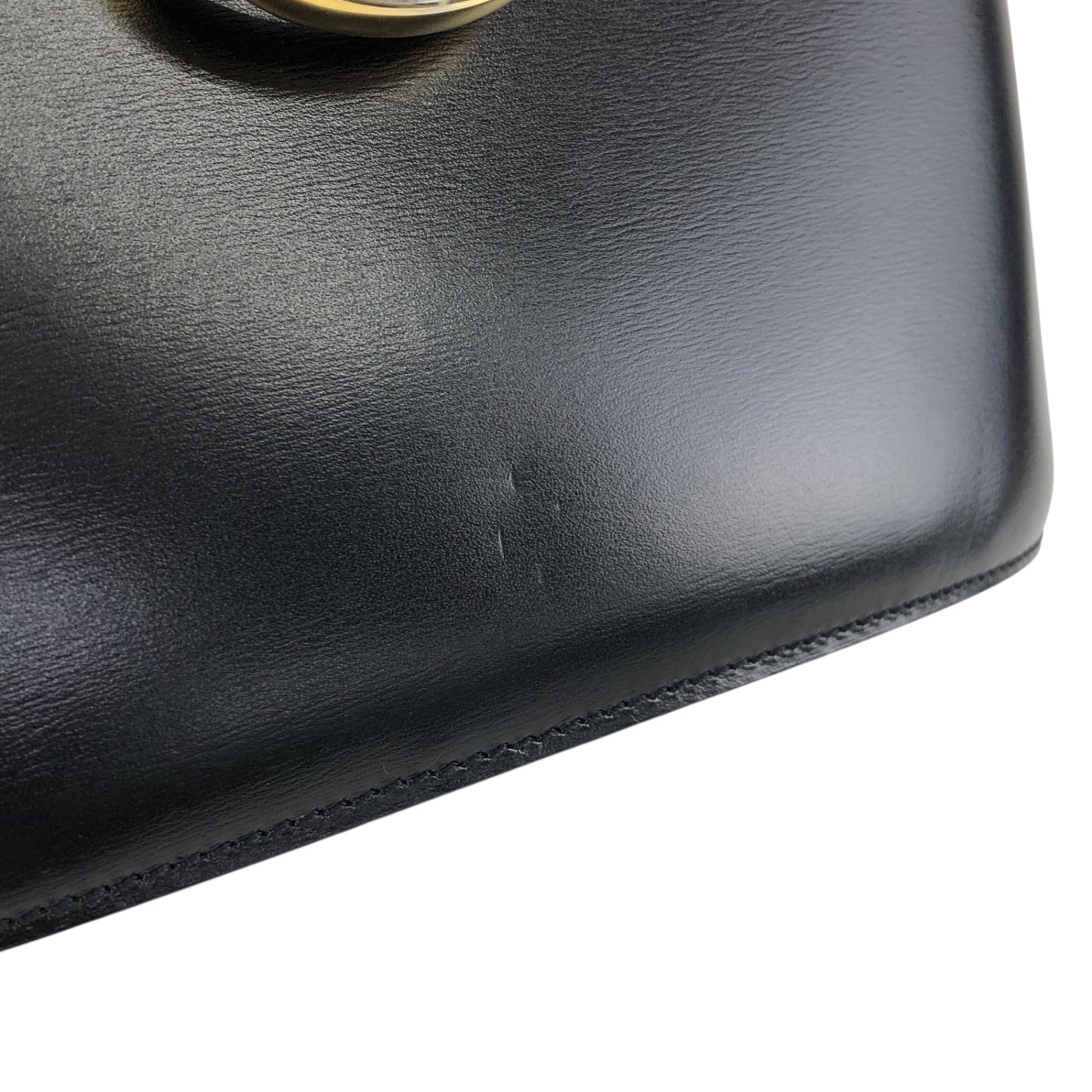 CELINE Gancini Double Flap Handbag Black Vintage j7dwju