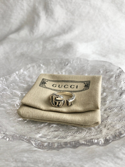 GUCCI Interlocking SILVER925  Ring Silver Vintage 7rftsk