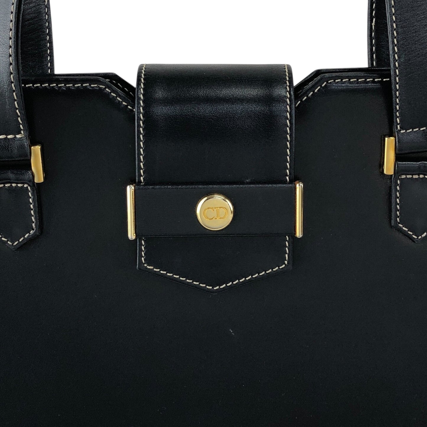 Christian Dior Logo Handbag Dark Navy Vintage undgi8