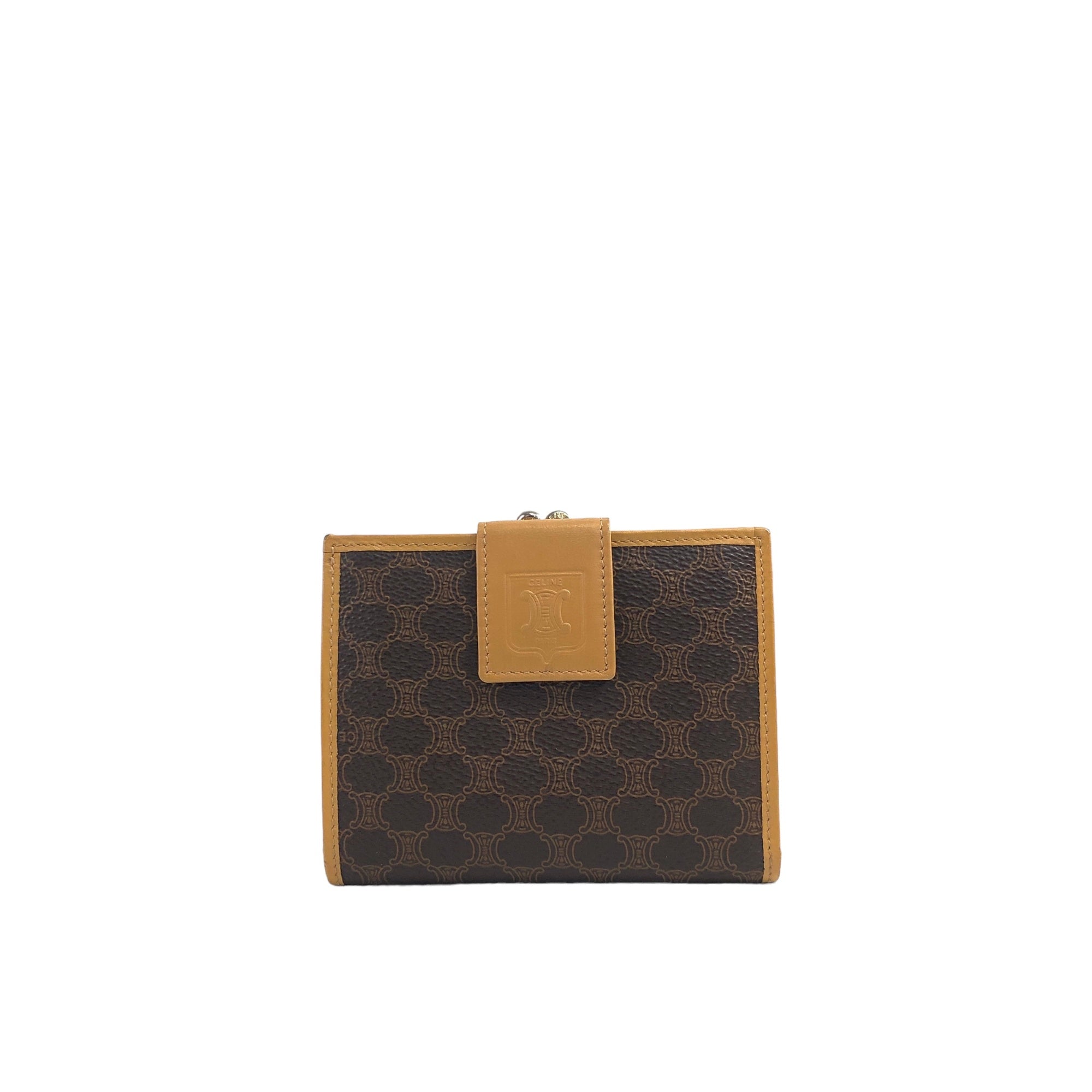 Celine black and offers tan macadam monogram canvas key wallet